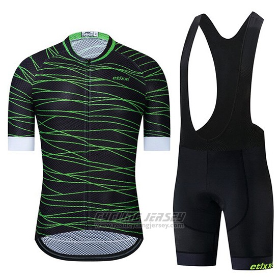 2019 Cycling Jersey Etixxl Black Green Short Sleeve and Bib Short