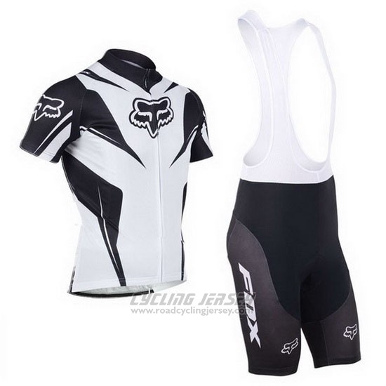 2013 Cycling Jersey Fox White and Black Short Sleeve and Bib Short