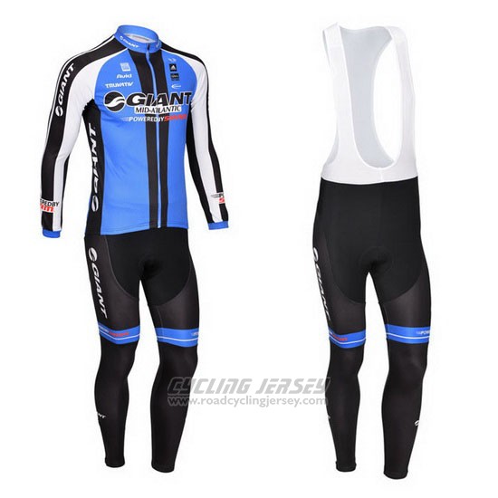 2013 Cycling Jersey Giant Black and Blue Long Sleeve and Bib Tight