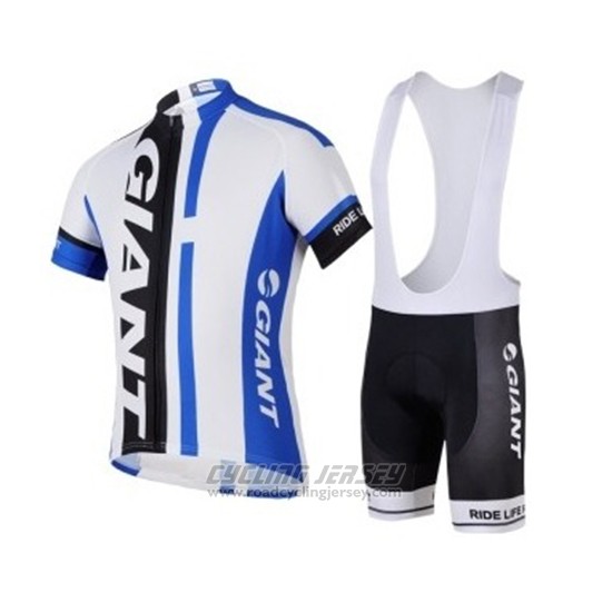 2018 Cycling Jersey Giant White Blue Black Short Sleeve Salopette