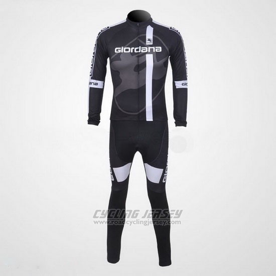 2011 Cycling Jersey Giordana Black and White Long Sleeve and Bib Tight