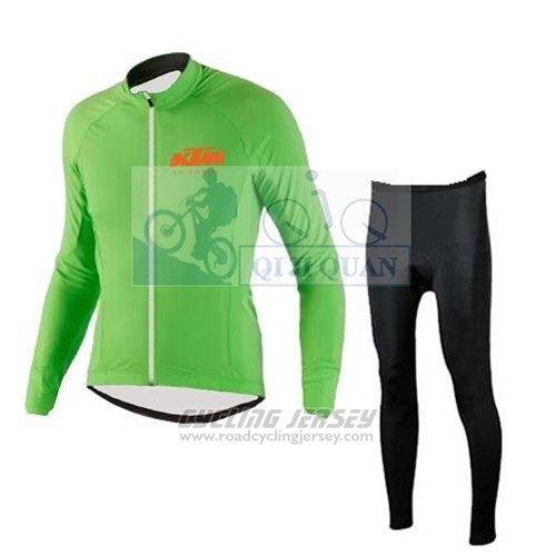 2016 Cycling Jersey Ktm Green Long Sleeve and Bib Tight