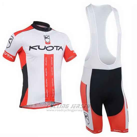 2013 Cycling Jersey Kuota Red and White Short Sleeve and Bib Short