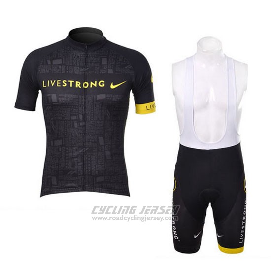 2012 Cycling Jersey Livestrong Black Short Sleeve and Bib Short