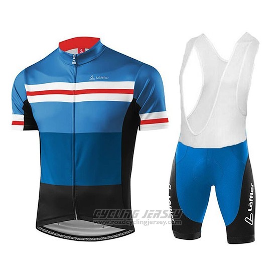 2018 Cycling Jersey Loffler Black Blue Short Sleeve and Overalls