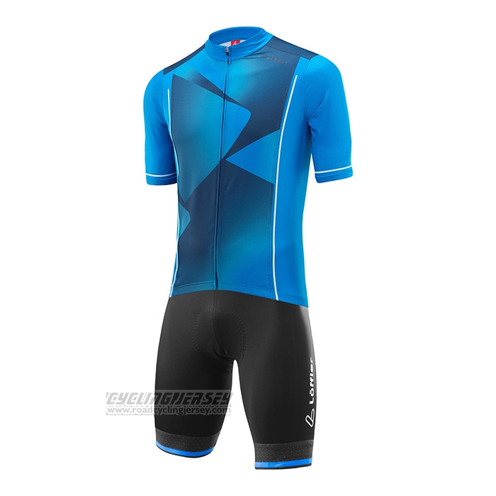 2022 Cycling Jersey Loffler Light Blue Blue Short Sleeve and Bib Short