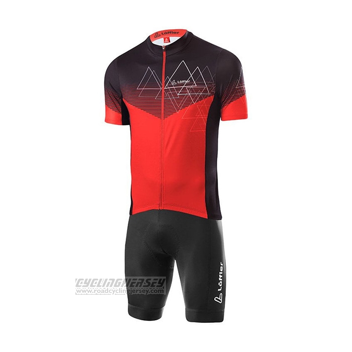 2022 Cycling Jersey Loffler Red Short Sleeve and Bib Short