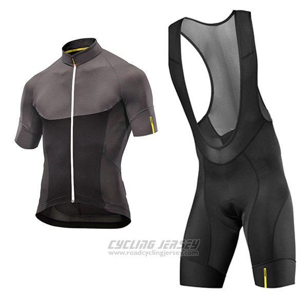 2017 Cycling Jersey Mavic Black and Gray Short Sleeve and Bib Short