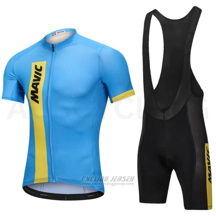 2018 Cycling Jersey Mavic Blue Short Sleeve and Bib Short