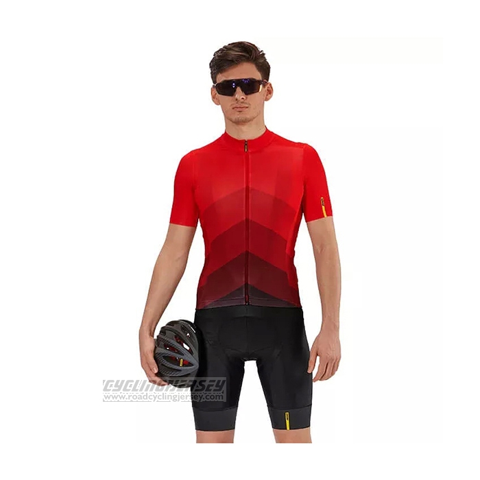 2021 Cycling Jersey Mavic Red Black Short Sleeve and Bib Short