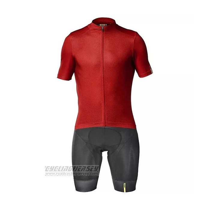 2021 Cycling Jersey Mavic Red Short Sleeve and Bib Short