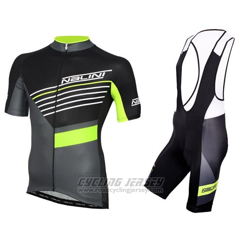 2016 Cycling Jersey Nalini Black and Green Short Sleeve and Bib Short