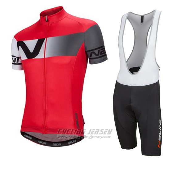 2016 Cycling Jersey Nalini Gray and Red Short Sleeve and Bib Short