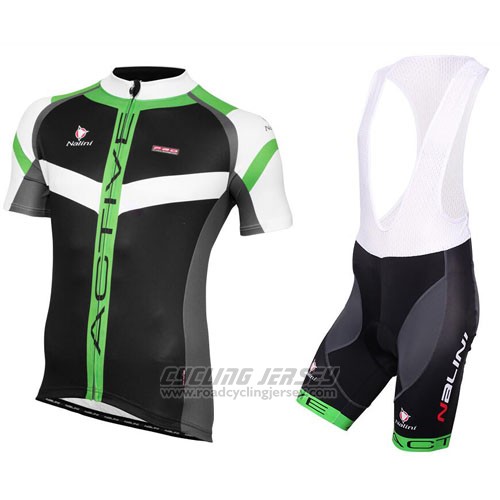 2016 Cycling Jersey Nalini Green Black Short Sleeve and Bib Short