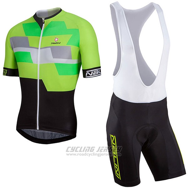 2017 Cycling Jersey Nalini Cervino Green and Black Short Sleeve and Bib Short