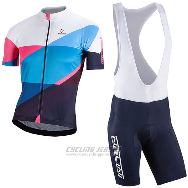 2017 Cycling Jersey Nalini Champion Bluee and White Short Sleeve and Bib Short