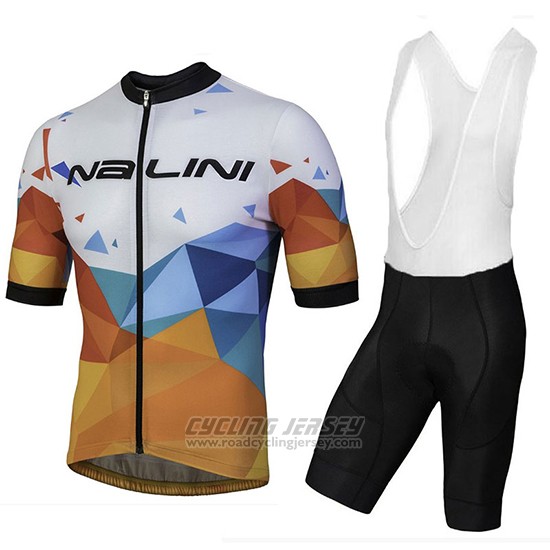 2018 Cycling Jersey Nalini Ahs Discesa White and Orange Short Sleeve and Bib Short