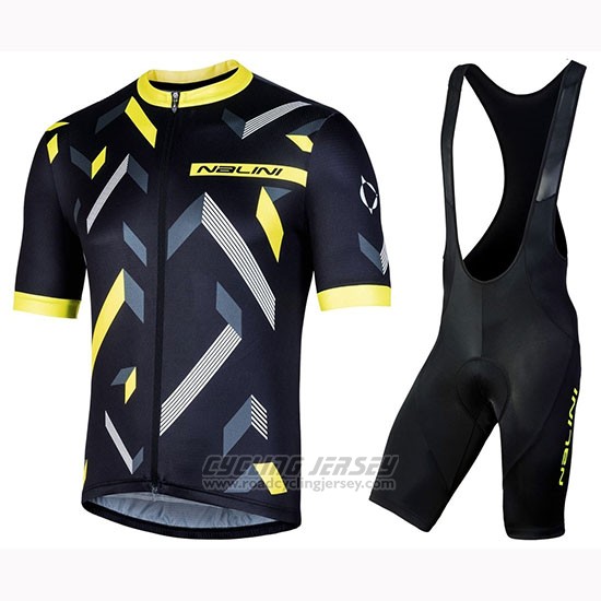2019 Cycling Jersey Nalini Descesa 2.0 Black Yellow Short Sleeve and Bib Short
