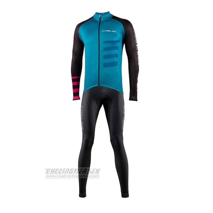 2021 Cycling Jersey Nalini Blue Long Sleeve and Bib Short
