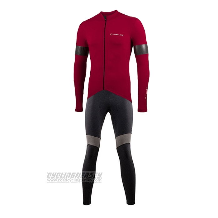 2021 Cycling Jersey Nalini Deep Red Long Sleeve and Bib Short