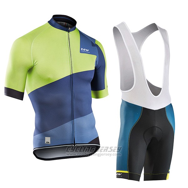 2017 Cycling Jersey Northwave Extreme Green and Blue Short Sleeve and Bib Short
