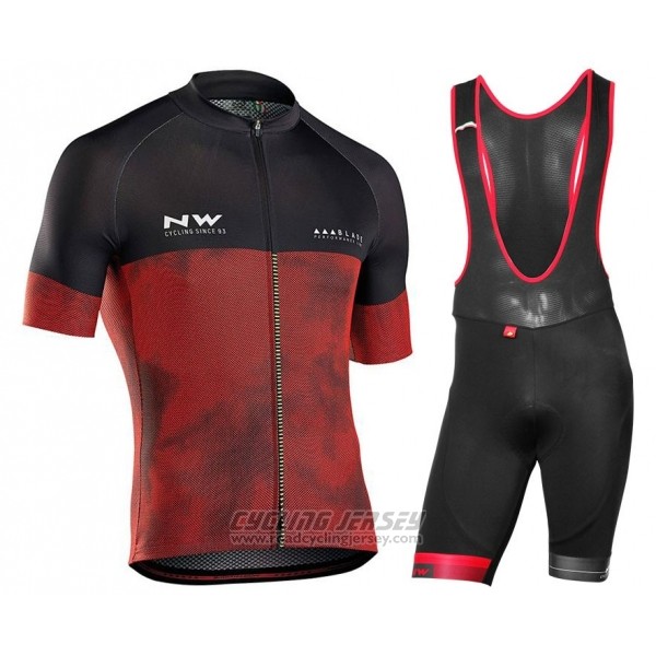 2018 Cycling Jersey Northwave Black Red Short Sleeve Salopette