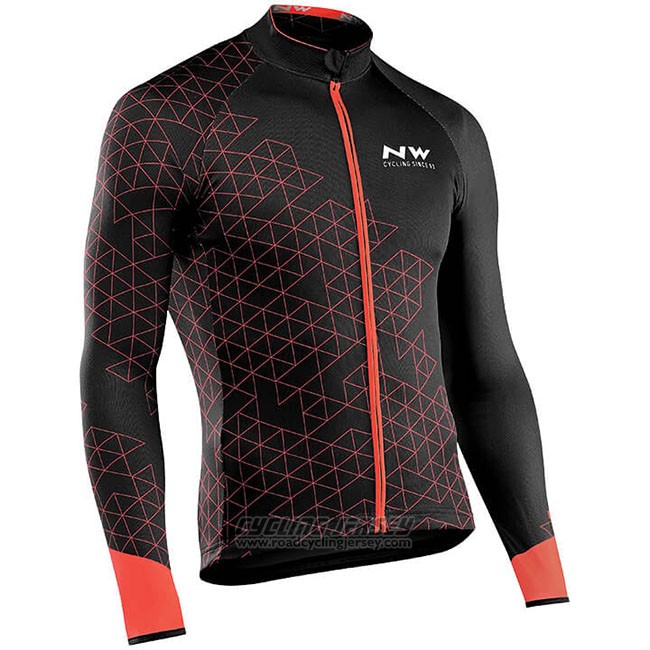 Cycling Jersey Northwave Red Black Long Sleeve and Bib Tight