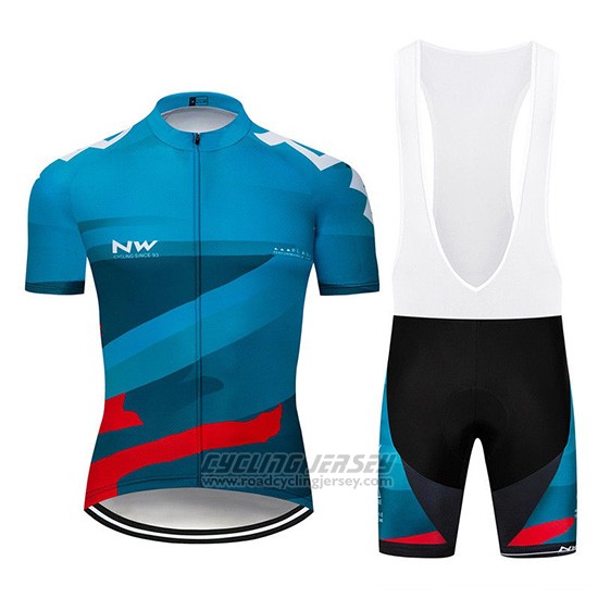2019 Cycling Jersey Northwave Blue Red Short Sleeve and Overalls