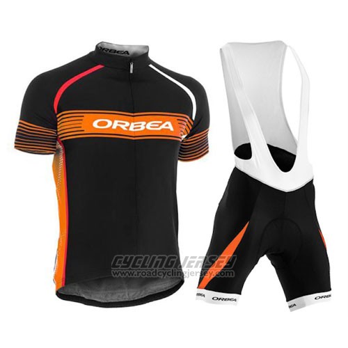 2015 Cycling Jersey Orbea Black and Orange Short Sleeve and Bib Short