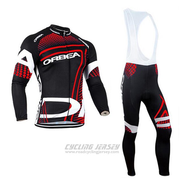 2017 Cycling Jersey Orbea Red and Black Long Sleeve and Bib Tight