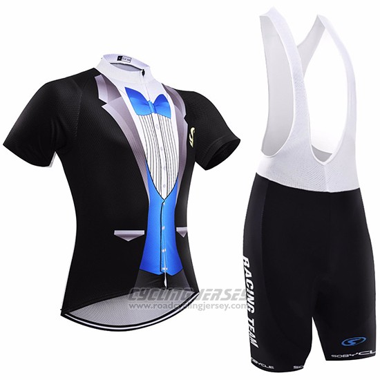 2017 Cycling Jersey Sobycle Black and Blue Short Sleeve and Bib Short