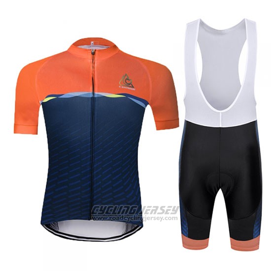 2019 Cycling Jersey Chomir Orange Dark Blue Short Sleeve and Bib Short