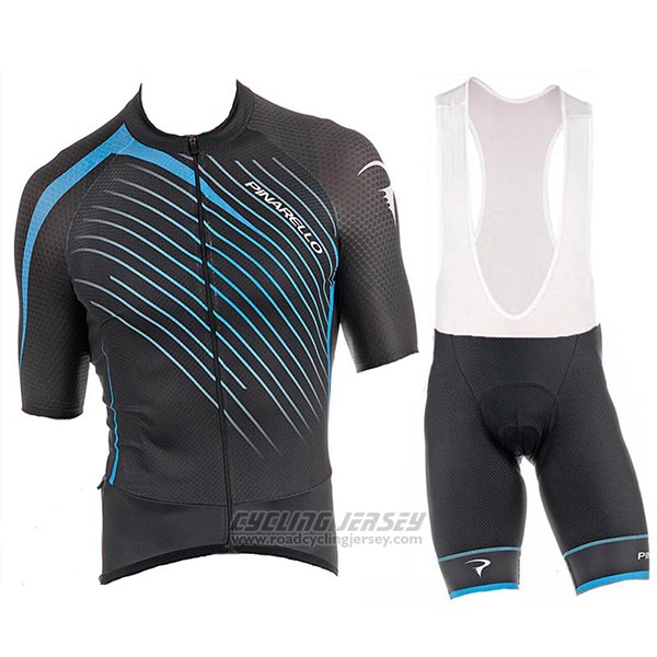 2017 Cycling Jersey Pinarello Blue and Black Short Sleeve and Bib Short