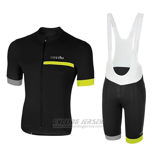2018 Cycling Jersey RH+ Black Gray Yellow Short Sleeve and Overalls