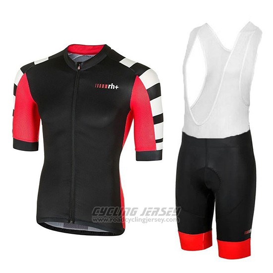 2018 Cycling Jersey RH+ Stratos Black Red Short Sleeve and Overalls
