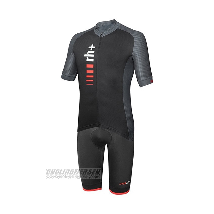 2021 Cycling Jersey RH+ Black Short Sleeve and Bib Short