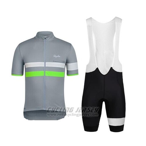 2015 Cycling Jersey Rapha Gray and Green Short Sleeve and Bib Short