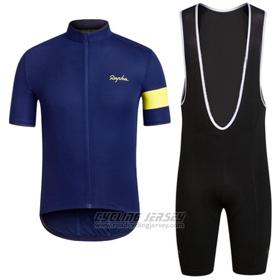 2016 Cycling Jersey Rapha Blue and Black Short Sleeve and Bib Short