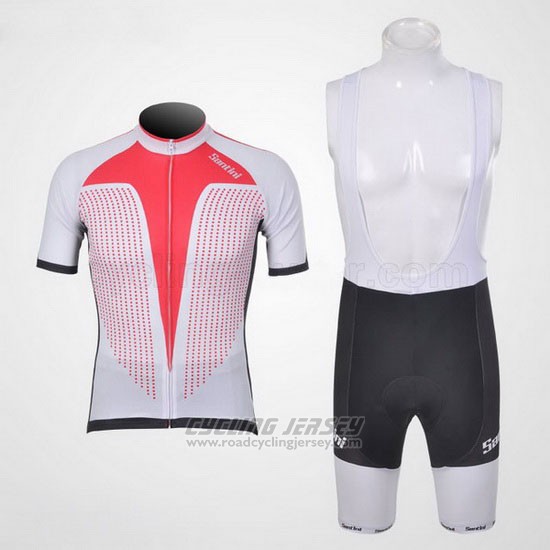 2011 Cycling Jersey Santini Red and White Short Sleeve and Bib Short