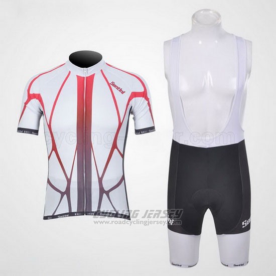 2011 Cycling Jersey Santini White Short Sleeve and Bib Short