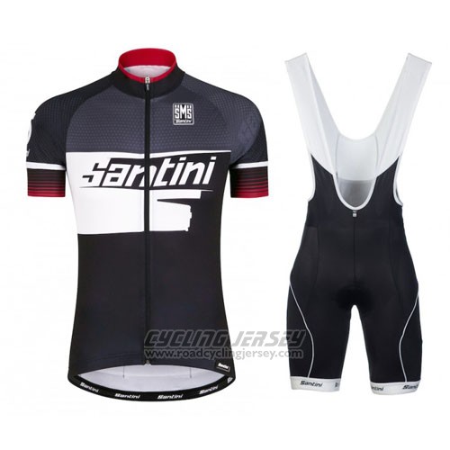2016 Cycling Jersey Santini Black and White Short Sleeve and Bib Short