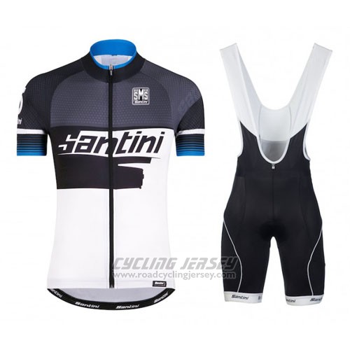 2016 Cycling Jersey Santini Blue and White Short Sleeve and Bib Short
