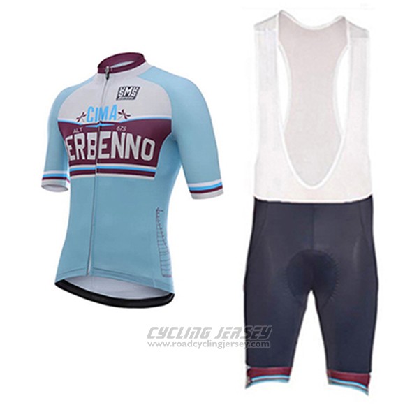 2017 Cycling Jersey Santini Berbenno Light Blue Short Sleeve and Bib Short