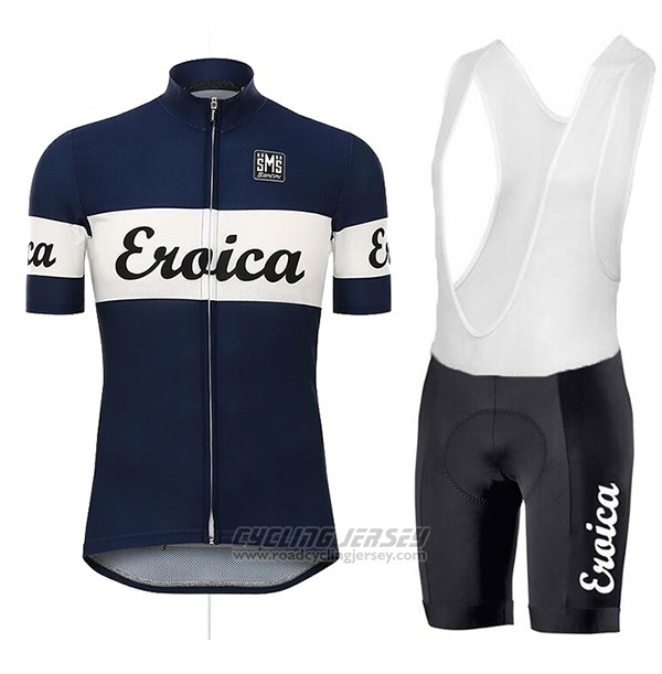 2017 Cycling Jersey Santini Blue and White Short Sleeve and Bib Short