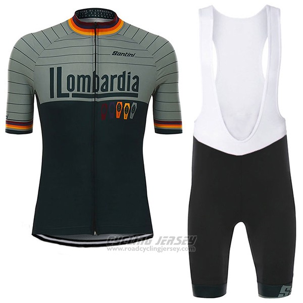 2017 Cycling Jersey Santini Lombardia Green Short Sleeve and Bib Short