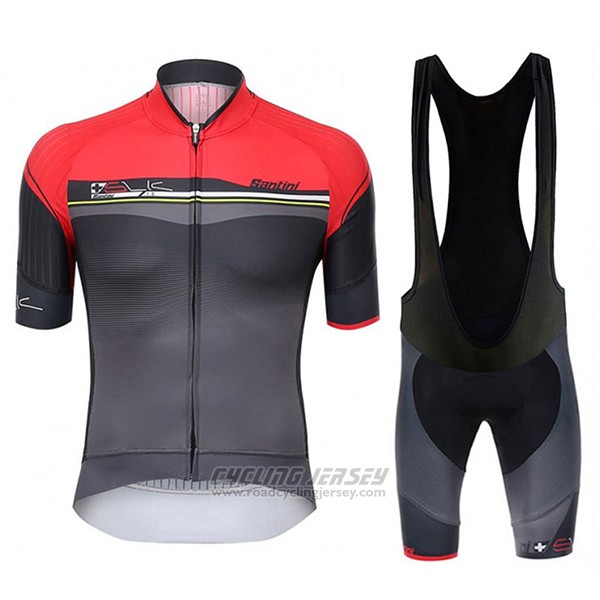 2017 Cycling Jersey Santini Sleek Red and Gray Short Sleeve and Bib Short