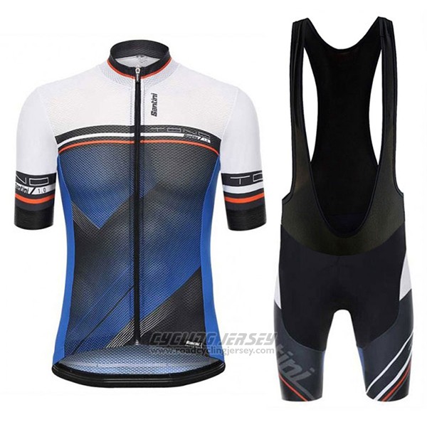2017 Cycling Jersey Santini Tono Blue and White Short Sleeve and Bib Short