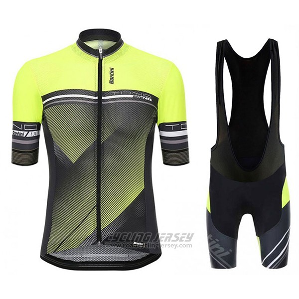 2017 Cycling Jersey Santini Tono Green and Black Short Sleeve and Bib Short