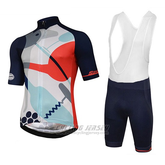 2018 Cycling Jersey Tour Down Under Santini Red Short Sleeve and Bib Short