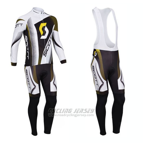 2013 Cycling Jersey Scott White and Black Long Sleeve and Bib Tight